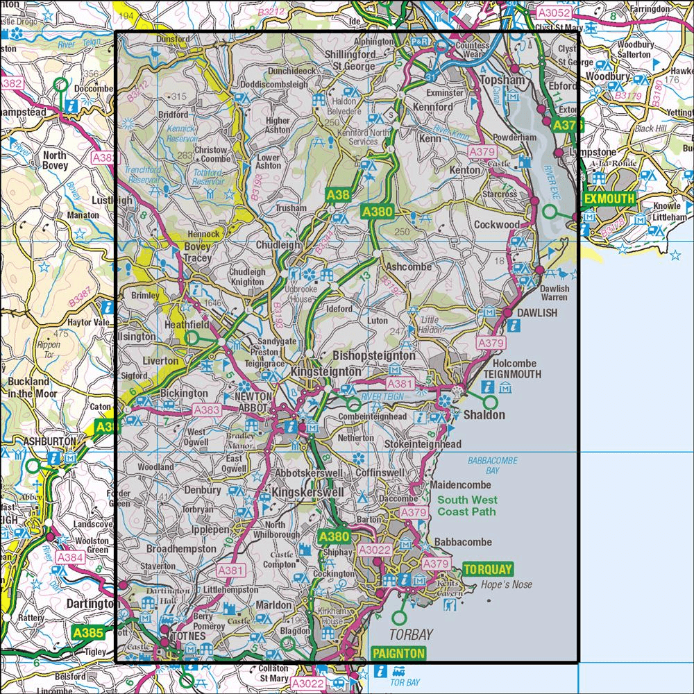 OMN4 image showing the area of the Ordnance Survey 1:25,000 Explorer map 110 Torquay & Dawlish