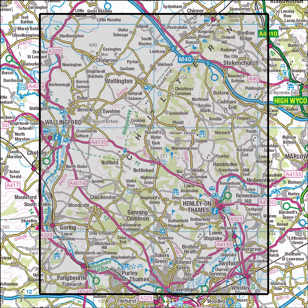 OMN4 image showing the area of the Ordnance Survey 1:25,000 Explorer map 171 Chiltern Hills West