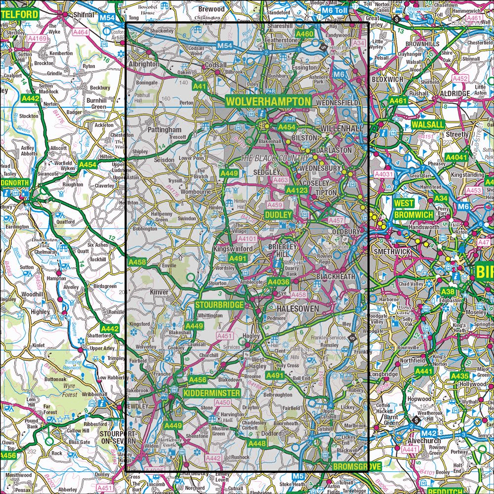 OMN4 image showing the area of the Ordnance Survey 1:25,000 Explorer map 219 Wolverhampton & Dudley