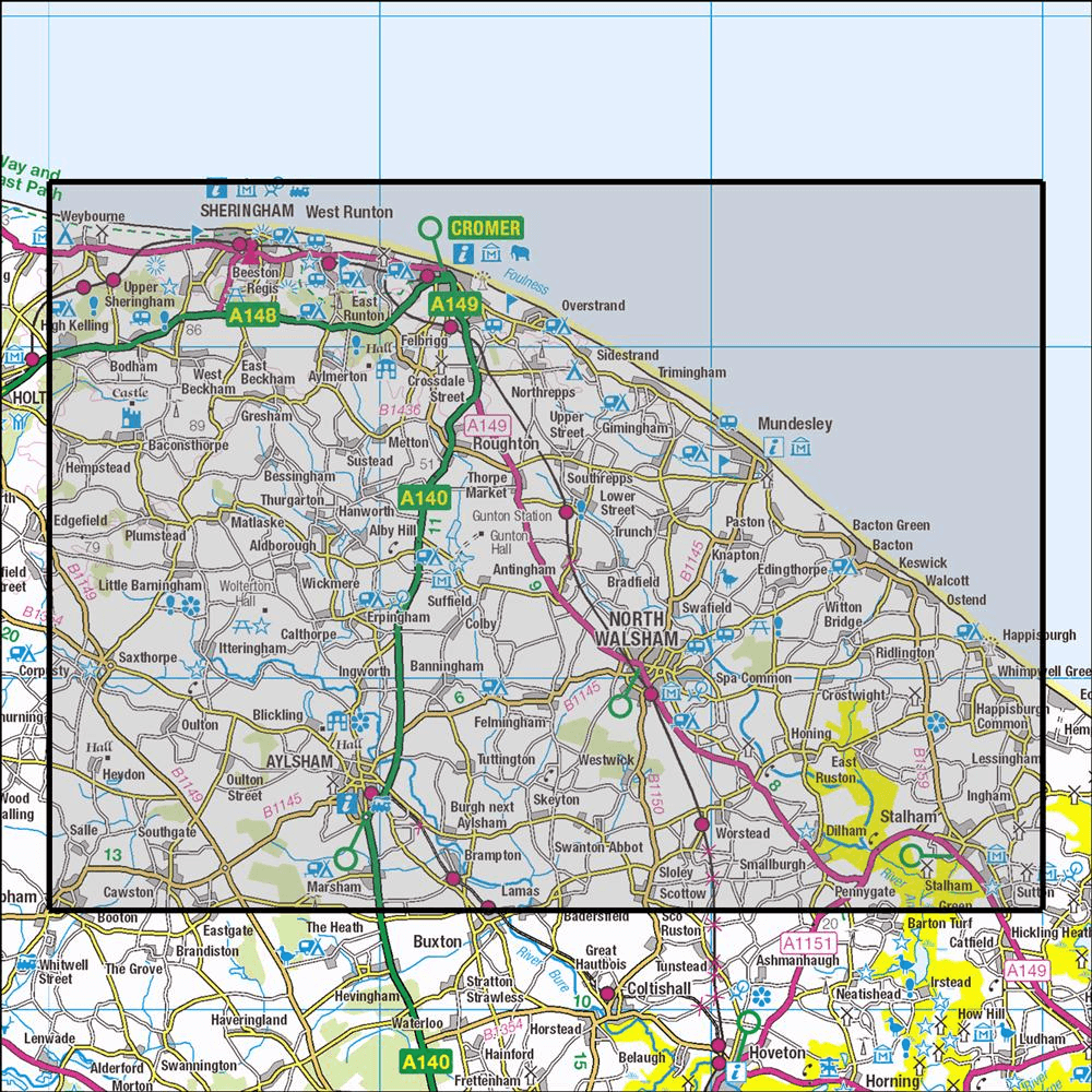 OMN4 image showing the area of the Ordnance Survey 1:25,000 Explorer map 252 Norfolk Coast East