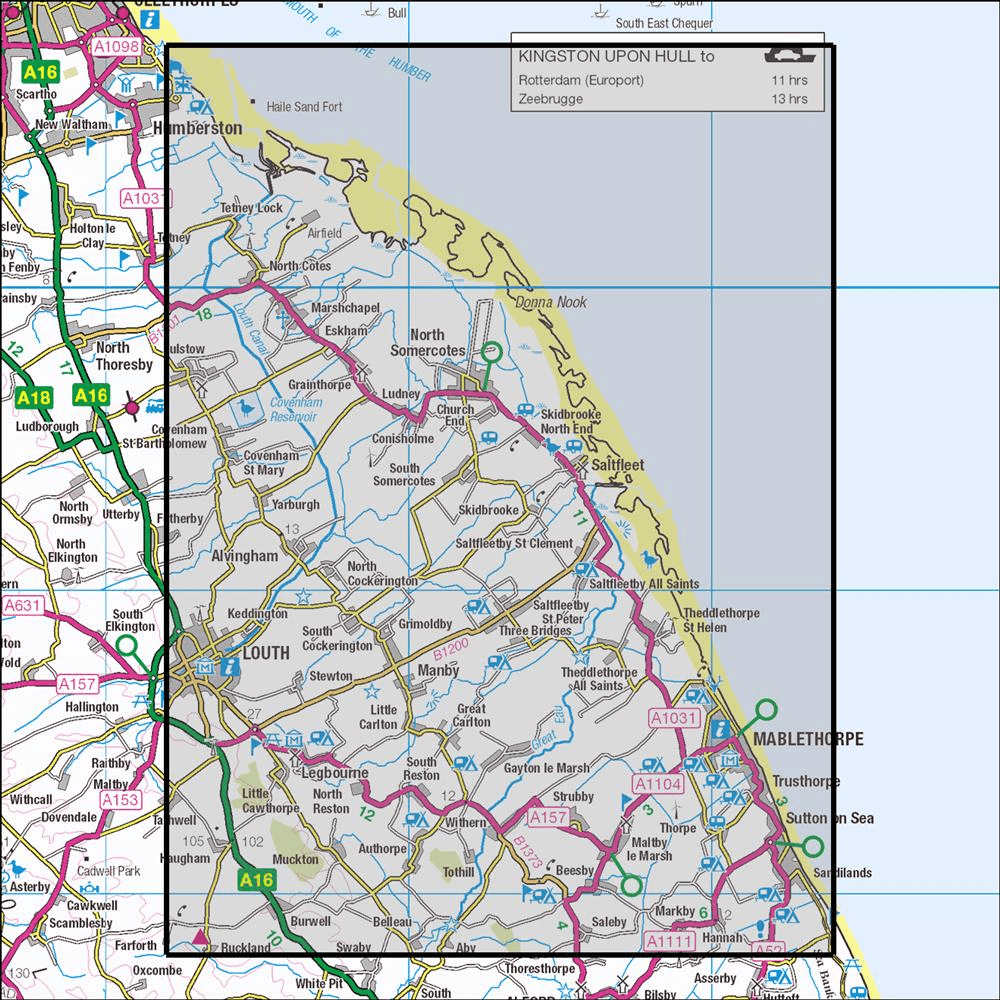 OMN4 image showing the area of the Ordnance Survey 1:25,000 Explorer map 283 Louth & Mablethorpe