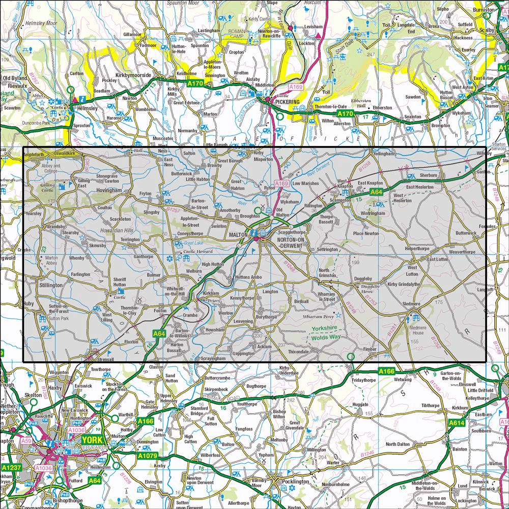 OMN4 image showing the area of the Ordnance Survey 1:25,000 Explorer map 300 Howardian Hills & Malton