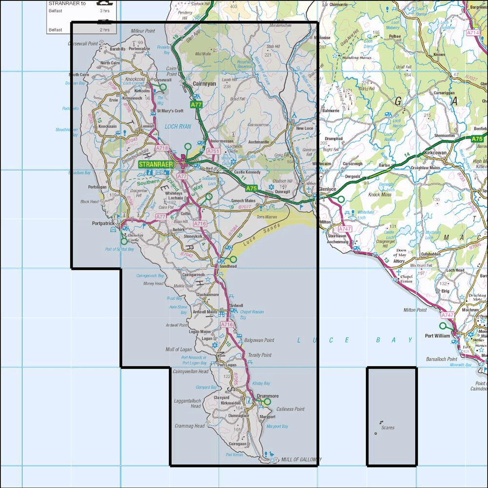 OMN4 image showing the area of the Ordnance Survey 1:25,000 Explorer map 309 Stranraer & The Rhins