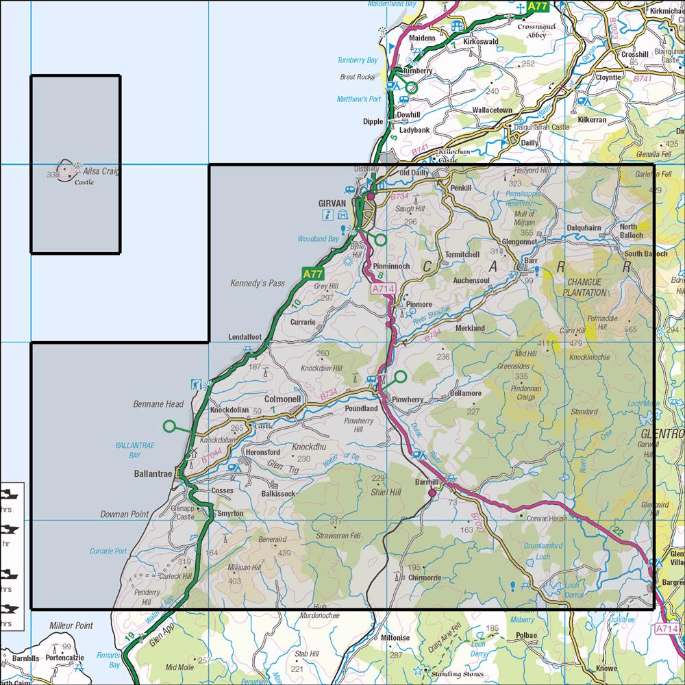 OMN4 image showing the area of the Ordnance Survey 1:25,000 Explorer map 317 Ballantrae, Barr & Barrhill