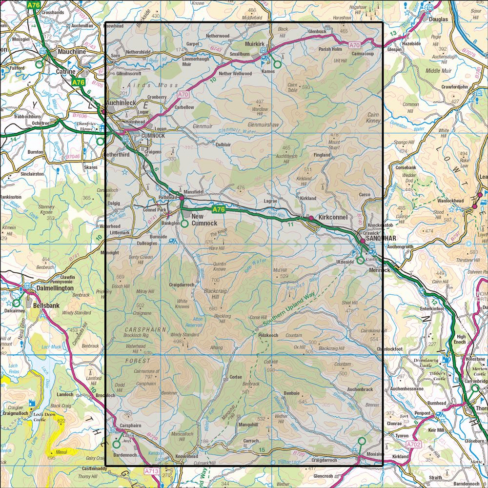 OMN4 image showing the area of the Ordnance Survey 1:25,000 Explorer map 328 Sanquhar & New Cumnock