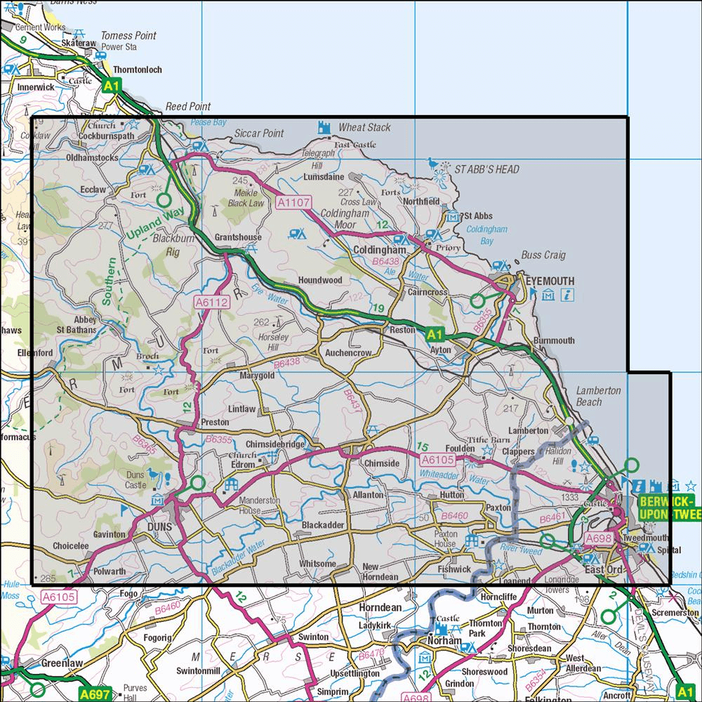 OMN4 image showing the area of the Ordnance Survey 1:25,000 Explorer map 346 Berwick-upon-Tweed