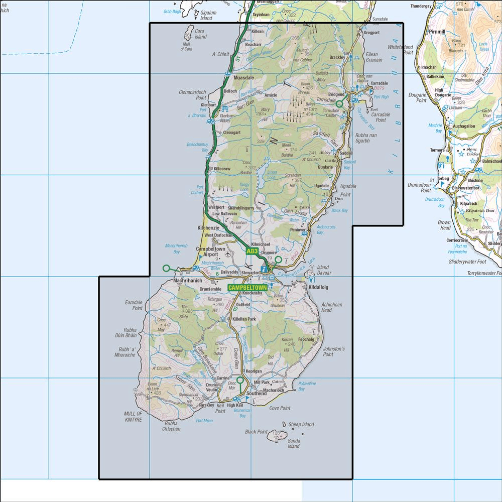 OMN4 image showing the area of the Ordnance Survey 1:25,000 Explorer map 356 Kintyre South