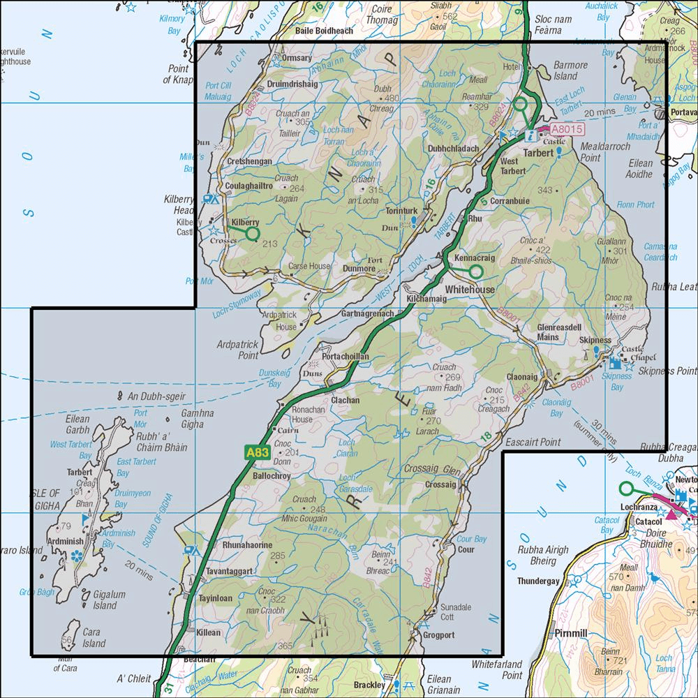 OMN4 image showing the area of the Ordnance Survey 1:25,000 Explorer map 357 Kintyre North