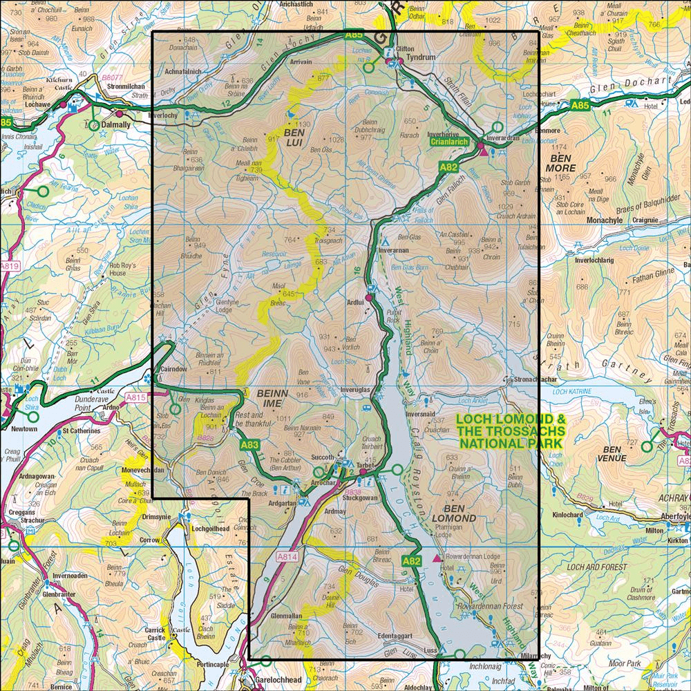 OMN4 image showing the area of the Ordnance Survey 1:25,000 Explorer map 364 Loch Lomond North