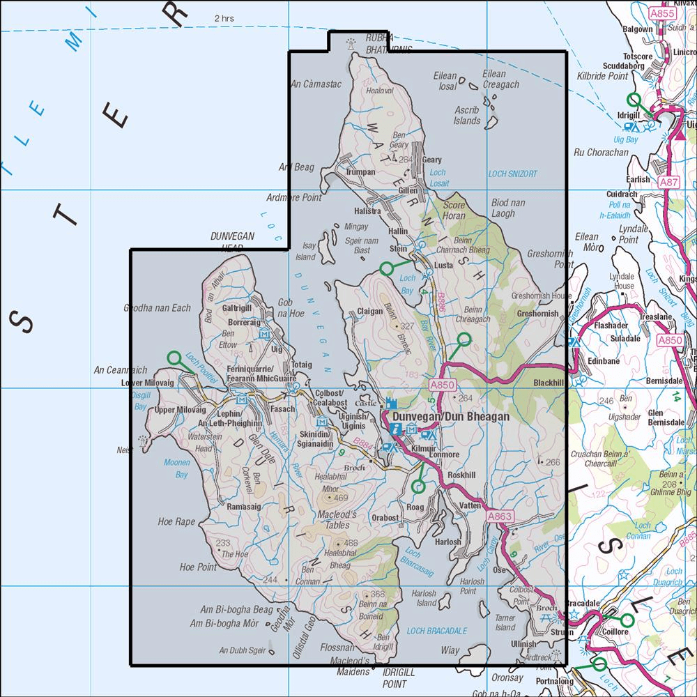 OMN4 image showing the area of the Ordnance Survey 1:25,000 Explorer map 407 Skye - Dunvegan