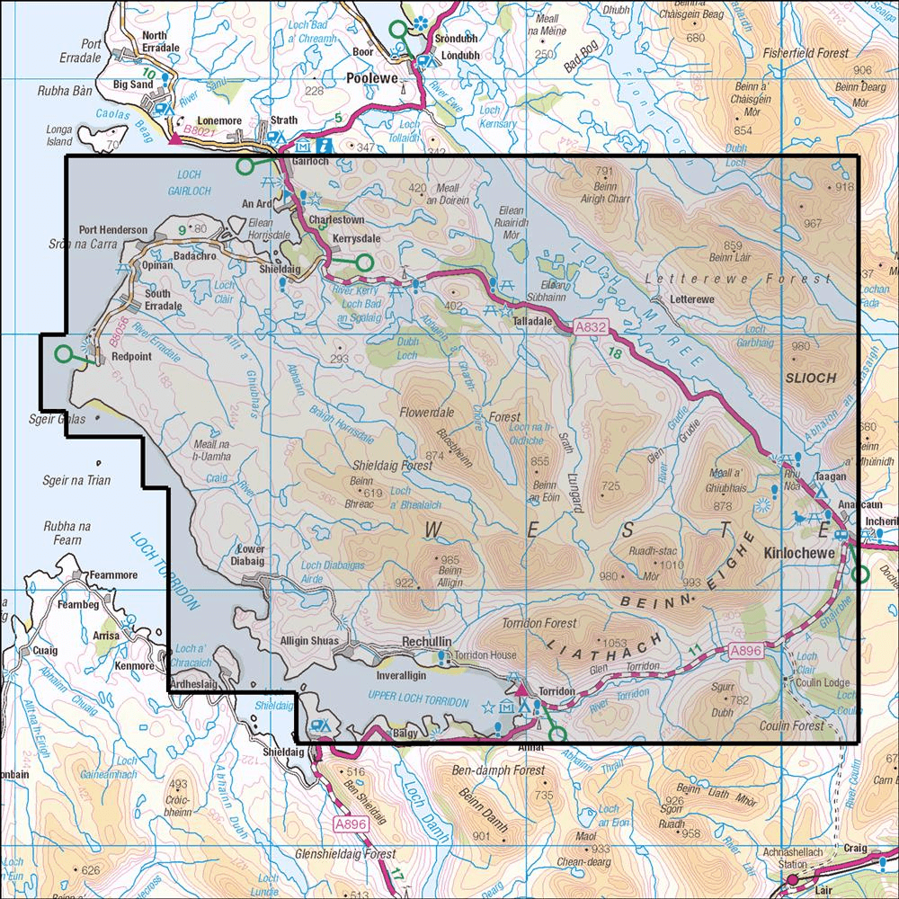 OMN4 image showing the area of the Ordnance Survey 1:25,000 Explorer map 433 Torridon - Beinn Eighe & Liathach
