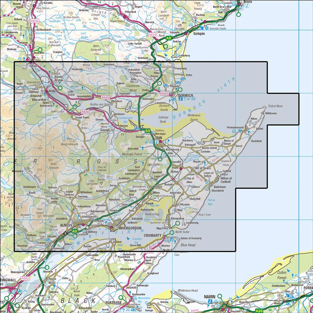OMN4 image showing the area of the Ordnance Survey 1:25,000 Explorer map 438 Dornoch & Tain