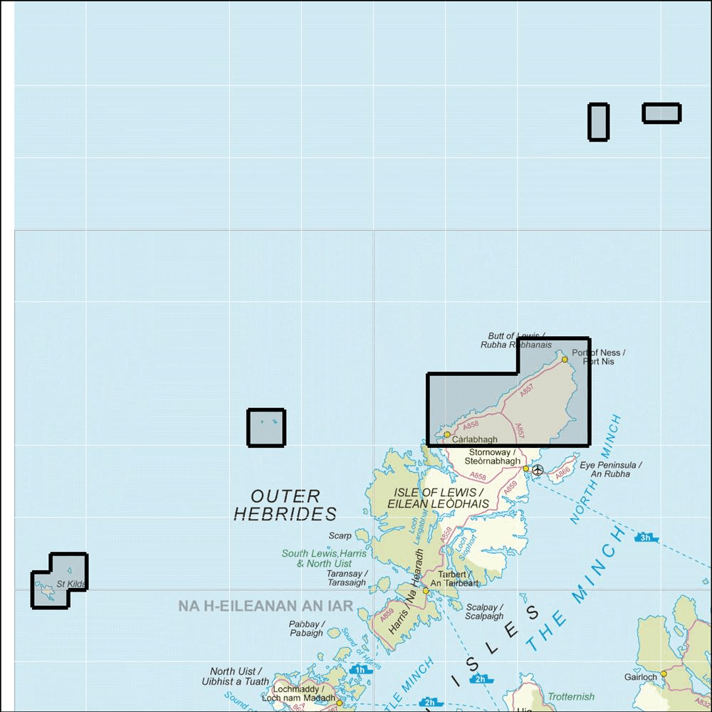 OMN4 image showing the area of the Ordnance Survey 1:25,000 Explorer map 460 North Lewis / Ceann a Tuath Leodhais