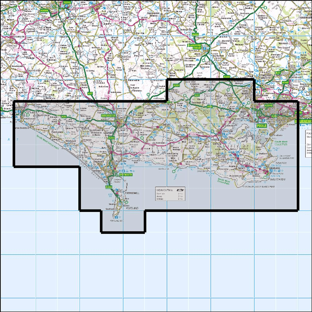 OMN4 image showing the area of the Ordnance Survey 1:25,000 Explorer map OL15 Purbeck & South Dorset