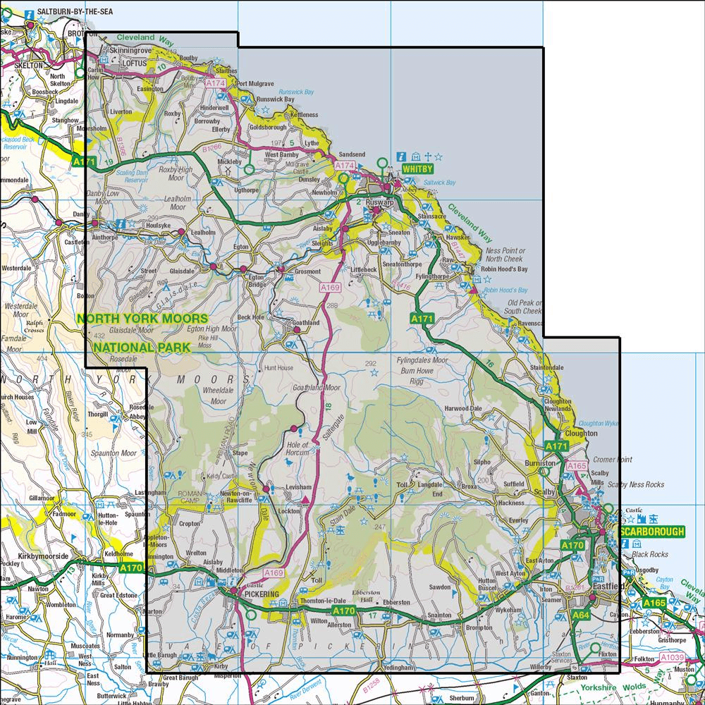 OMN4 image showing the area of the Ordnance Survey 1:25,000 Explorer map OL27 North York Moors - Eastern Area
