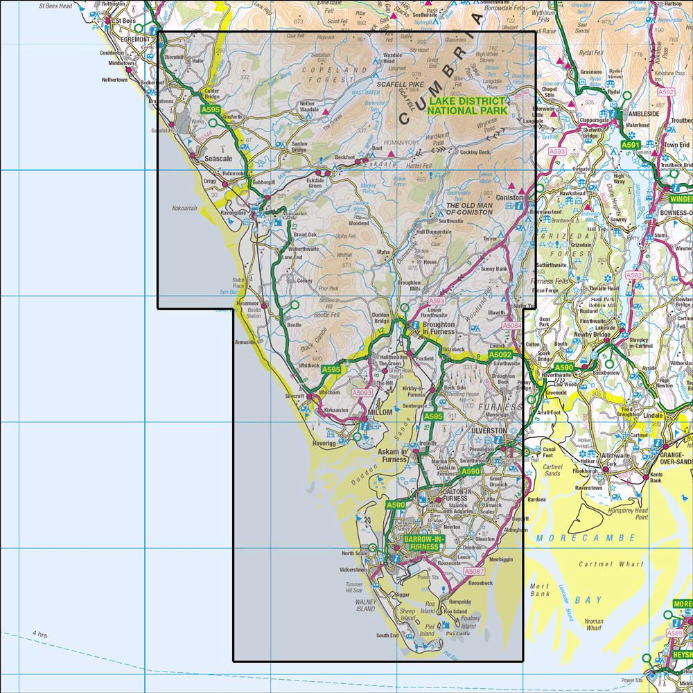 OMN4 image showing the area of the Ordnance Survey 1:25,000 Explorer map OL6 English Lakes - South-western area