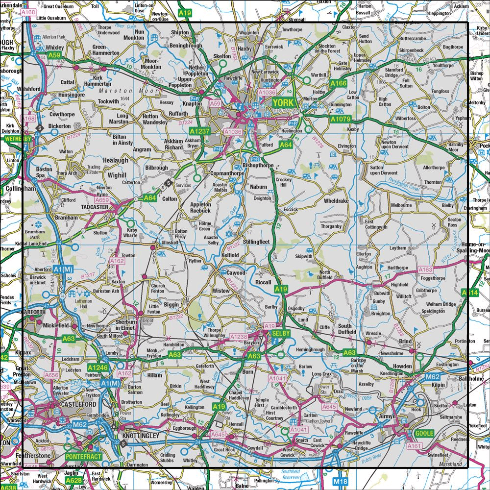 OMN4 image showing the area of the Ordnance Survey 1:50,000 Landranger map 105 York & Selby