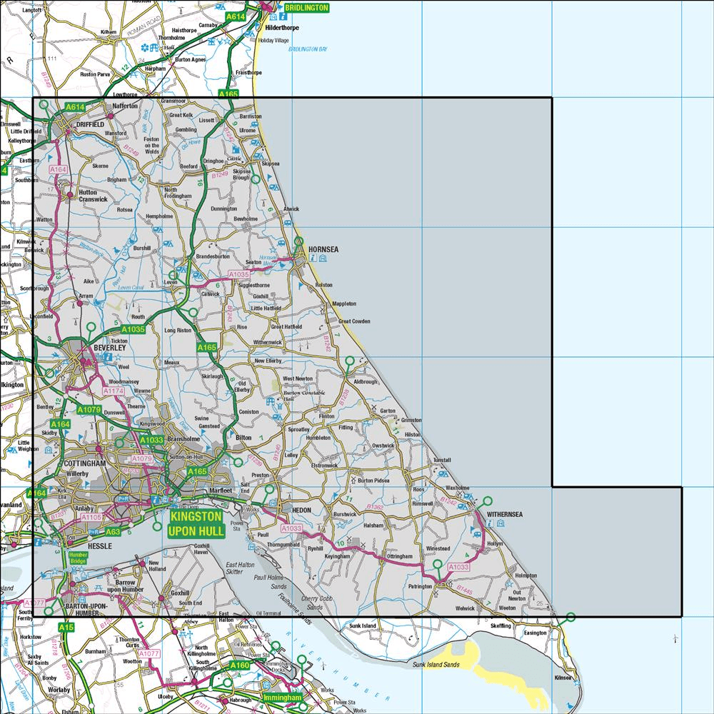 OMN4 image showing the area of the Ordnance Survey 1:50,000 Landranger map 107 Kingston upon Hull Beverley & Driffield