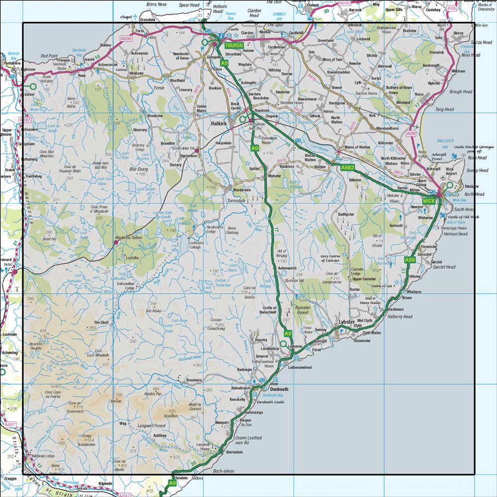 OMN4 image showing the area of the Ordnance Survey 1:50,000 Landranger map 11 Thurso & Dunbeath