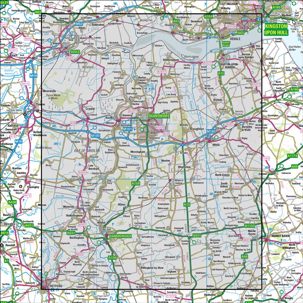 OMN4 image showing the area of the Ordnance Survey 1:50,000 Landranger map 112 Scunthorpe & Gainsborough
