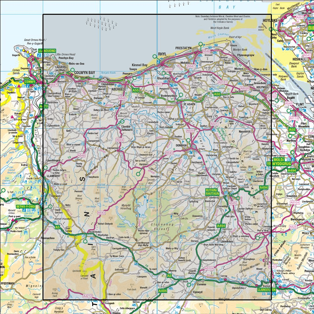 OMN4 image showing the area of the Ordnance Survey 1:50,000 Landranger map 116 Denbigh & Colwyn Bay