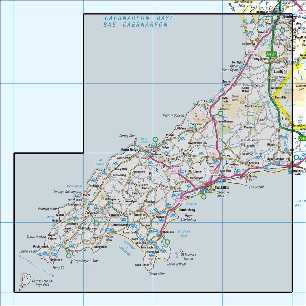 OMN4 image showing the area of the Ordnance Survey 1:50,000 Landranger map 123 Lleyn Peninsula