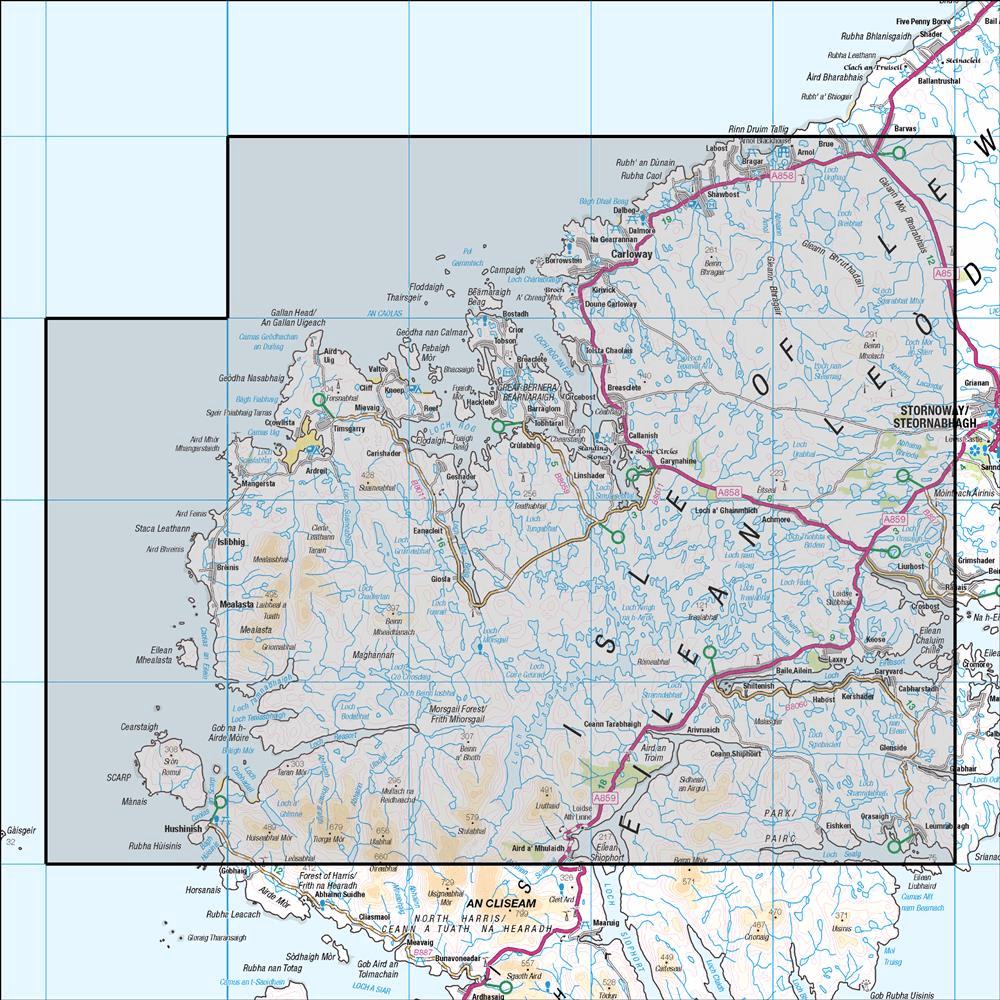 OMN4 image showing the area of the Ordnance Survey 1:50,000 Landranger map 13 West Lewis & North Harris
