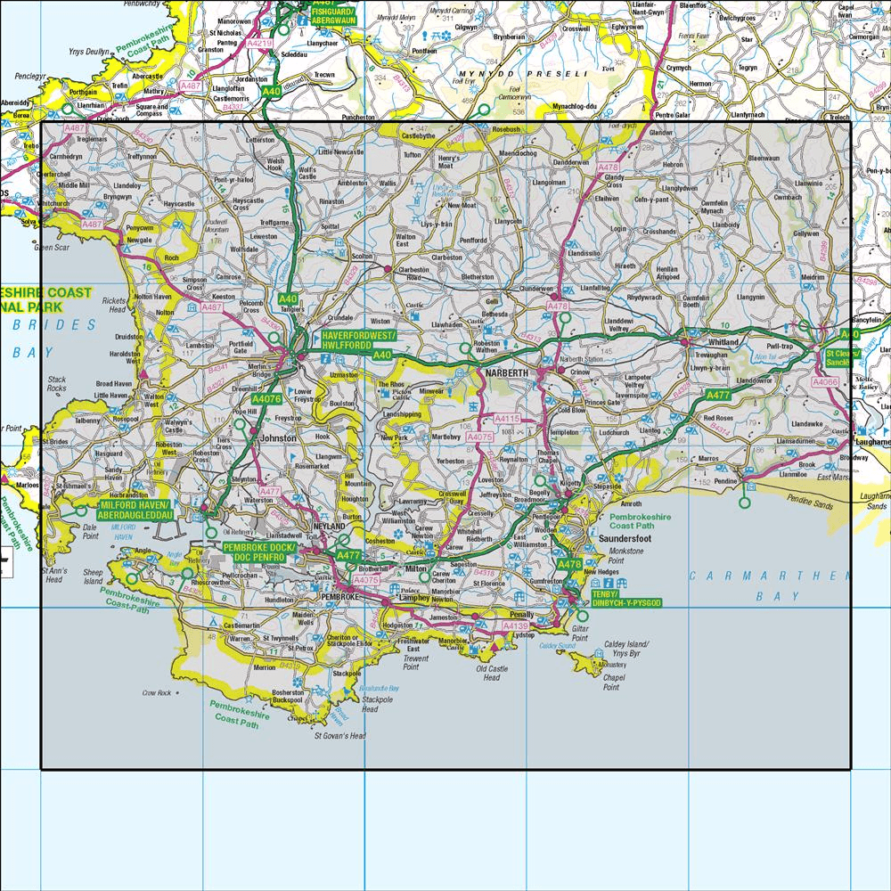 OMN4 image showing the area of the Ordnance Survey 1:50,000 Landranger map 158 Tenby & Pembroke