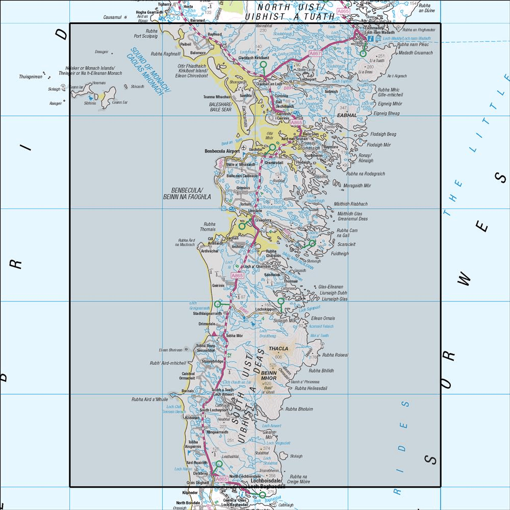 OMN4 image showing the area of the Ordnance Survey 1:50,000 Landranger map 22 Benbecula & South Uist