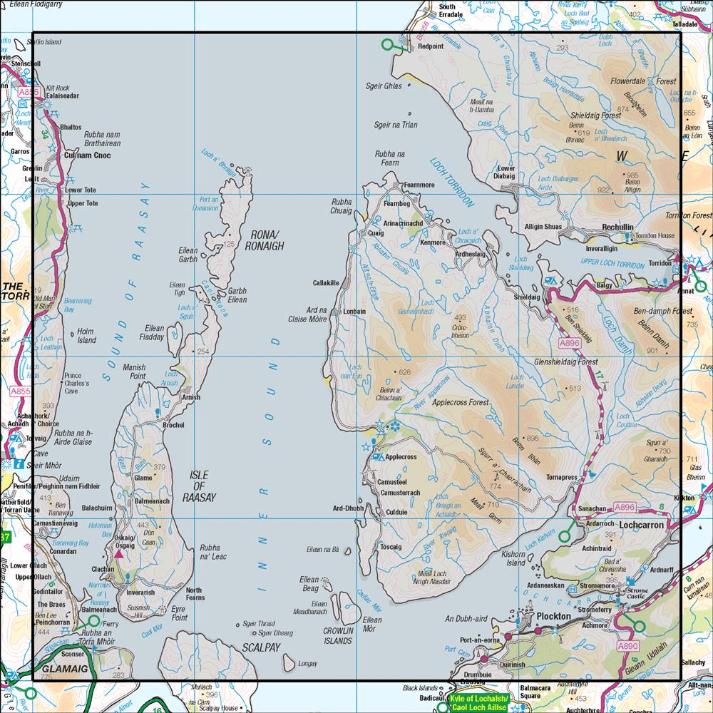 OMN4 image showing the area of the Ordnance Survey 1:50,000 Landranger map 24 Raasay & Applecross Loch Torridon & Plockton