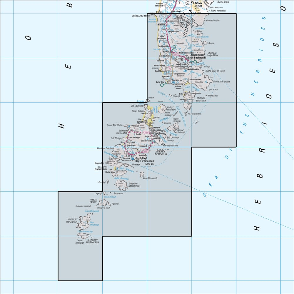 OMN4 image showing the area of the Ordnance Survey 1:50,000 Landranger map 31 Barra & South Uist Vatersay & Eriskay