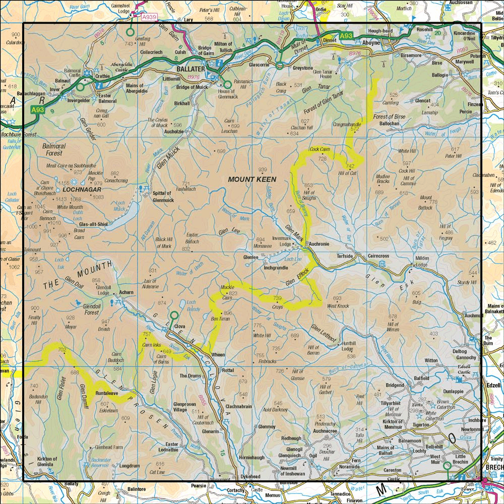 OMN4 image showing the area of the Ordnance Survey 1:50,000 Landranger map 44 Ballater & Glen Clova