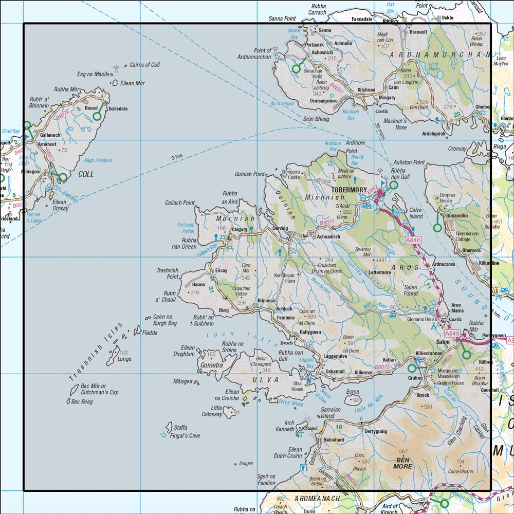 OMN4 image showing the area of the Ordnance Survey 1:50,000 Landranger map 47 Tobermory & North Mull