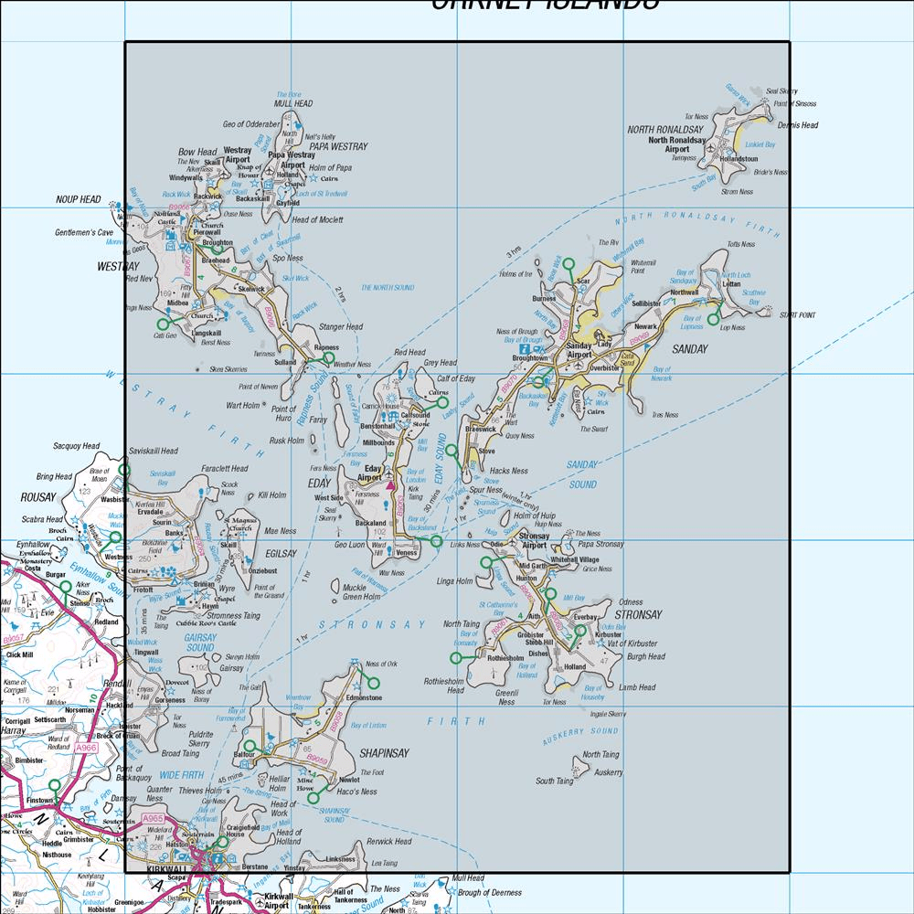OMN4 image showing the area of the Ordnance Survey 1:50,000 Landranger map 5 Orkney Northern Isles