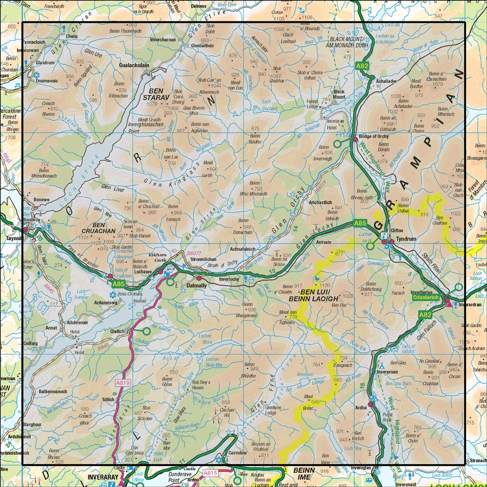 OMN4 image showing the area of the Ordnance Survey 1:50,000 Landranger map 50 Glen Orchy & Loch Etive