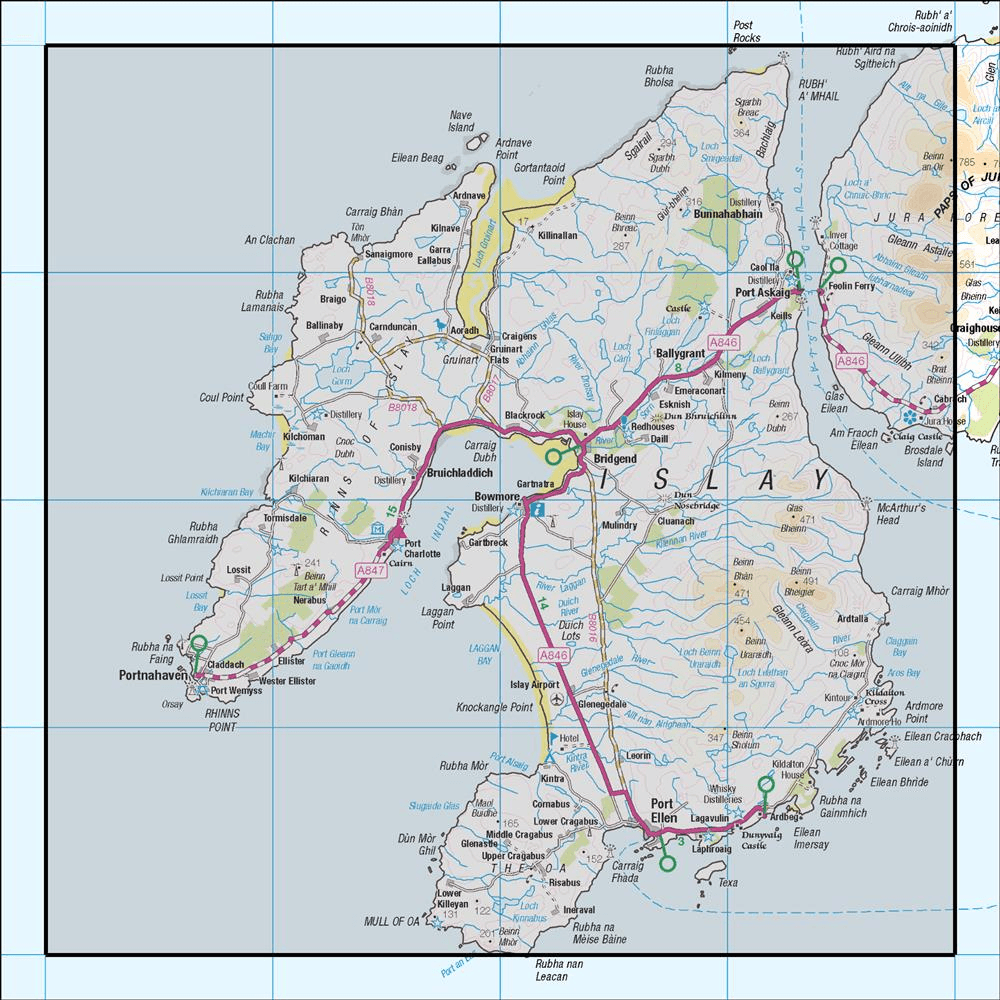 OMN4 image showing the area of the Ordnance Survey 1:50,000 Landranger map 60 Islay