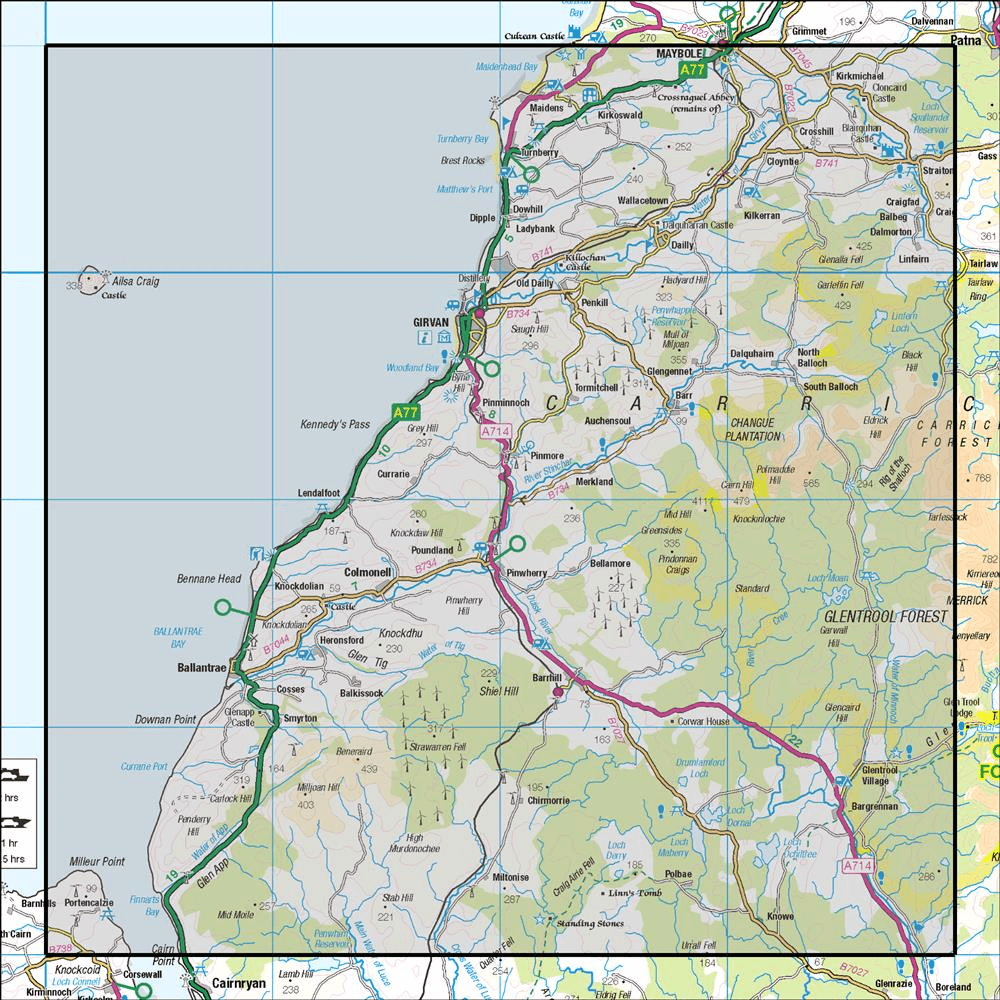 OMN4 image showing the area of the Ordnance Survey 1:50,000 Landranger map 76 Girvan Ballantrae & Barrhill