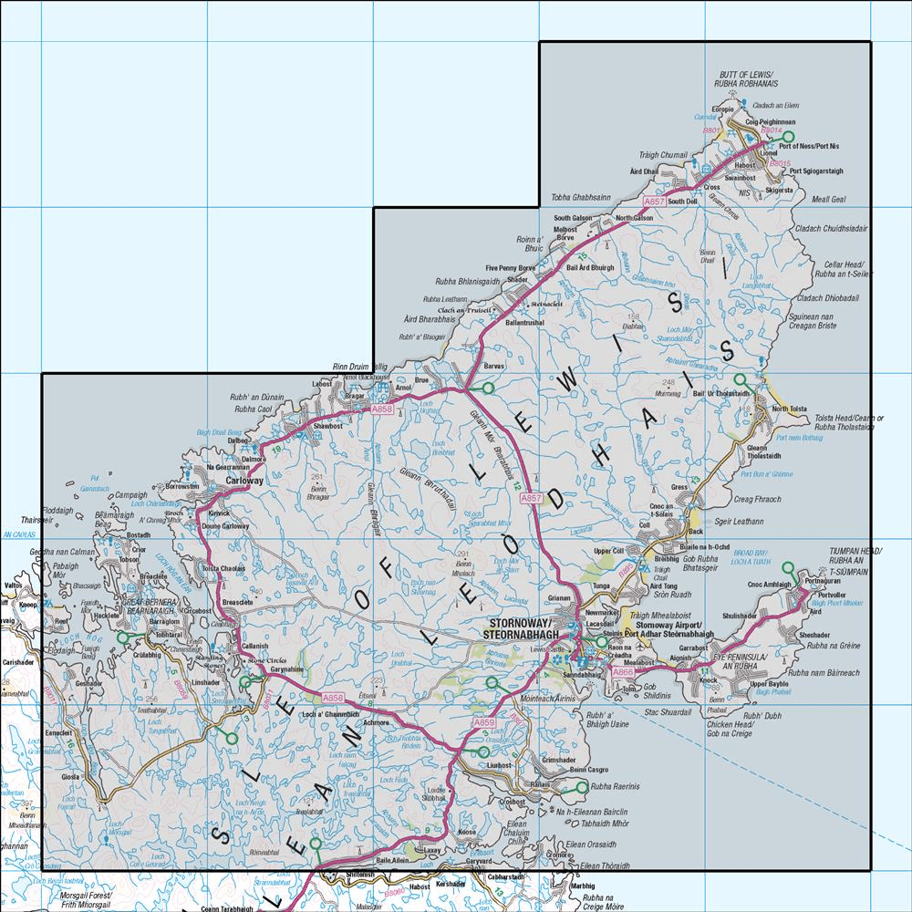OMN4 image showing the area of the Ordnance Survey 1:50,000 Landranger map 8 Stornoway & North Lewis