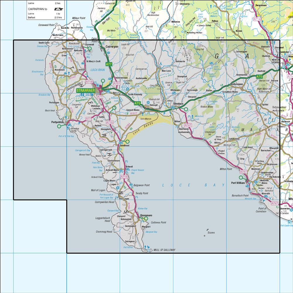OMN4 image showing the area of the Ordnance Survey 1:50,000 Landranger map 82 Stranraer & Glenluce The Rhins